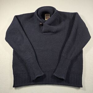 &SONS Trading Co Men’s Port Shawl Collar Jumper Navy Blue Wool Blend Size XL